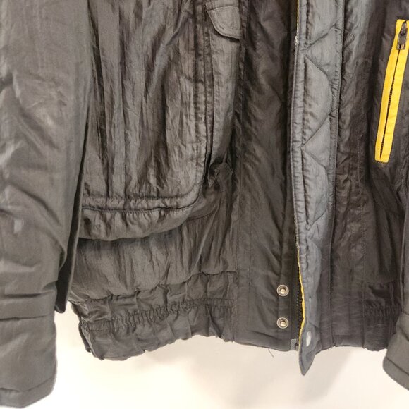 Vintage 90s Black & Yellow Nylon Insulated Bomber Jacket Unisex - Picture 2 of 13